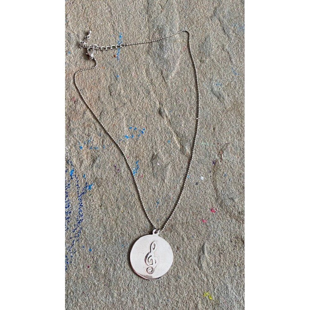 JMF Co Sterling Silver Necklace Musical Note Clef STO Chain Music Stamped NG